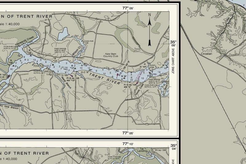 Neuse River New Bern to Minnesott Beach — print detail 2