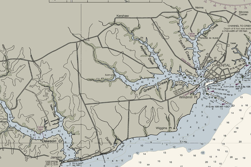 Neuse River New Bern to Minnesott Beach — print detail 3