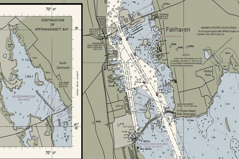 New Bedford Harbor and Approaches — print detail 3