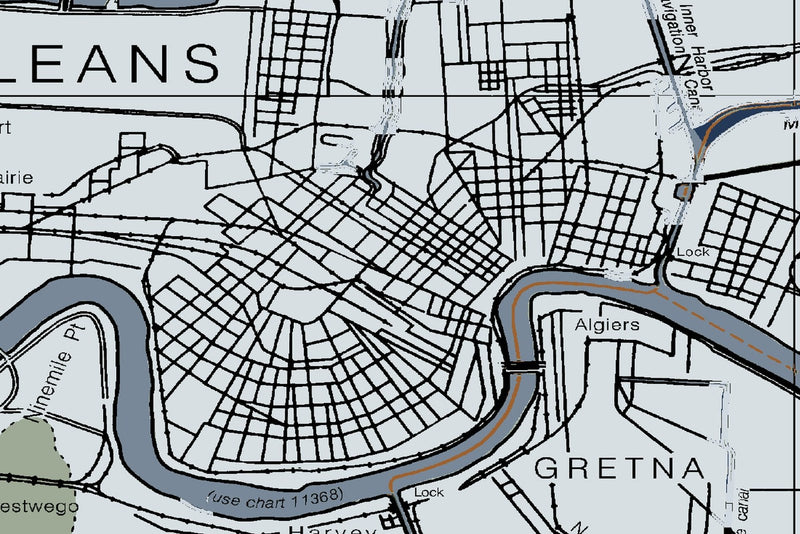 New Orleans & Vicinity Nautical Chart — Modern Edition — print detail 2