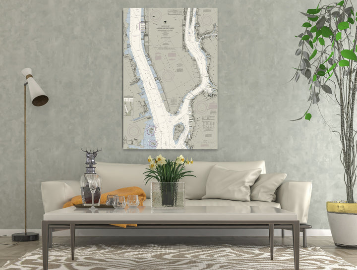 New York - Hudson And East Rivers Nautical Chart — Traditional palette