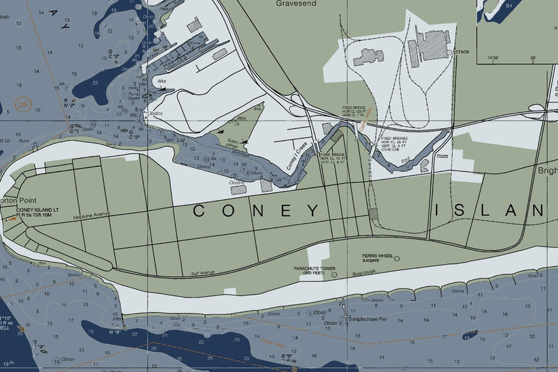 New York Lower Bay Northern Part — Modern Edition — print detail 2