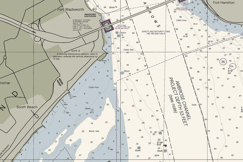 New York Lower Bay Northern Part — print detail 2