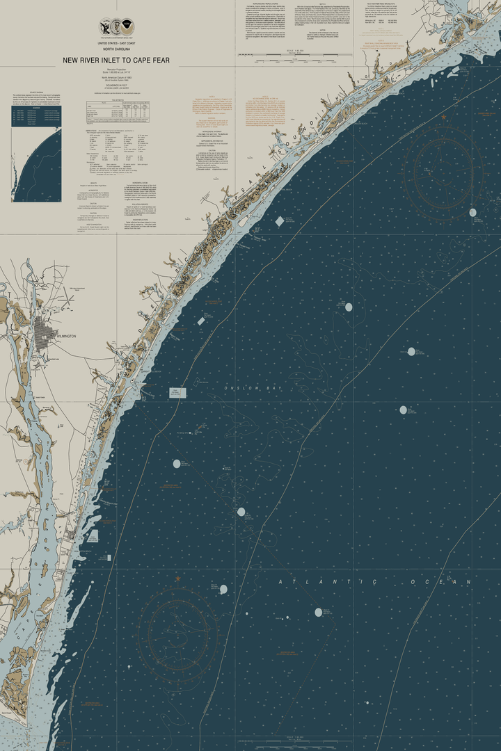 New River Inlet To Cape Fear Nautical Chart — Heritage Edition — Heritage Edition palette
