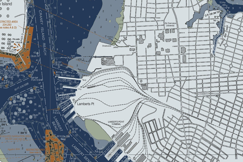 Norfolk Harbor and Elizabeth River — Modern Edition — print detail 1