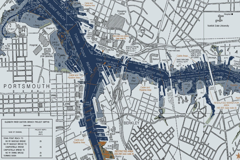Norfolk Harbor and Elizabeth River — Modern Edition — print detail 2