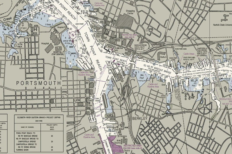 Norfolk Harbor and Elizabeth River — print detail 2