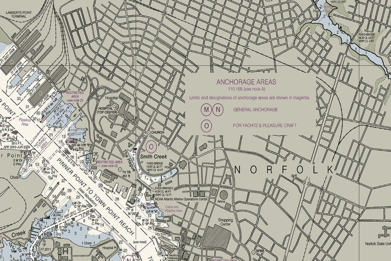 Norfolk Harbor and Elizabeth River — print detail 3