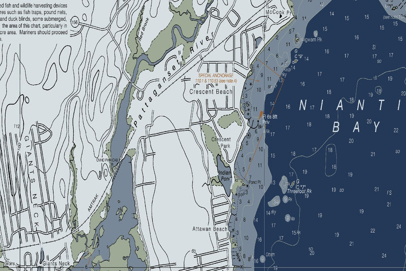 North Shore of Long Island Sound Niantic Bay and Vicinity — Modern Edition — print detail 1