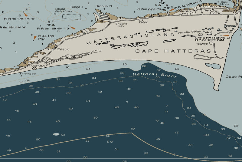 Outer Banks Bodie Island to Hatteras Inlet and Rodanthe Nautical Chart — Heritage Edition — print detail 1