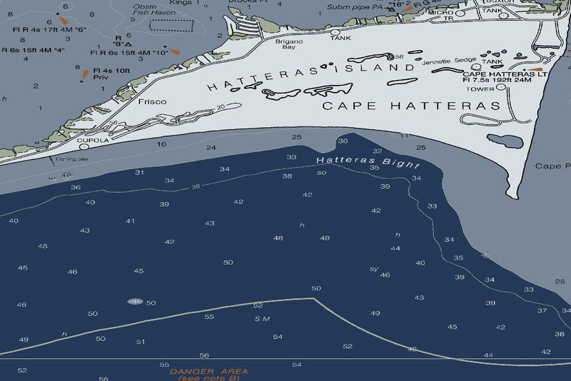 Outer Banks Bodie Island to Hatteras Inlet and Rodanthe Nautical Chart — Modern Edition — print detail 1