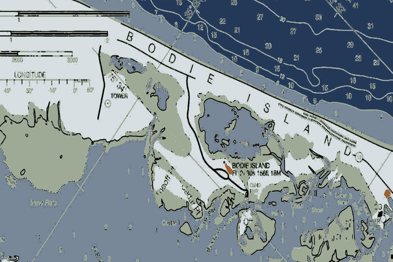 Outer Banks North - Currituck Beach Light To Wimble Shoals Nautical Chart — Modern Edition — print detail 2