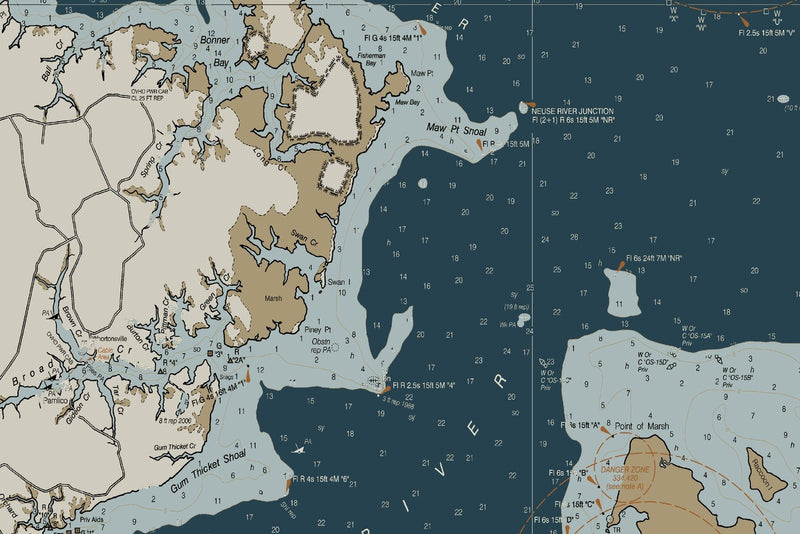 Pamlico Sound Western Part — Heritage Edition — print detail 1