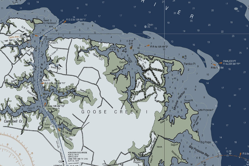 Pamlico Sound Western Part — Modern Edition — print detail 1
