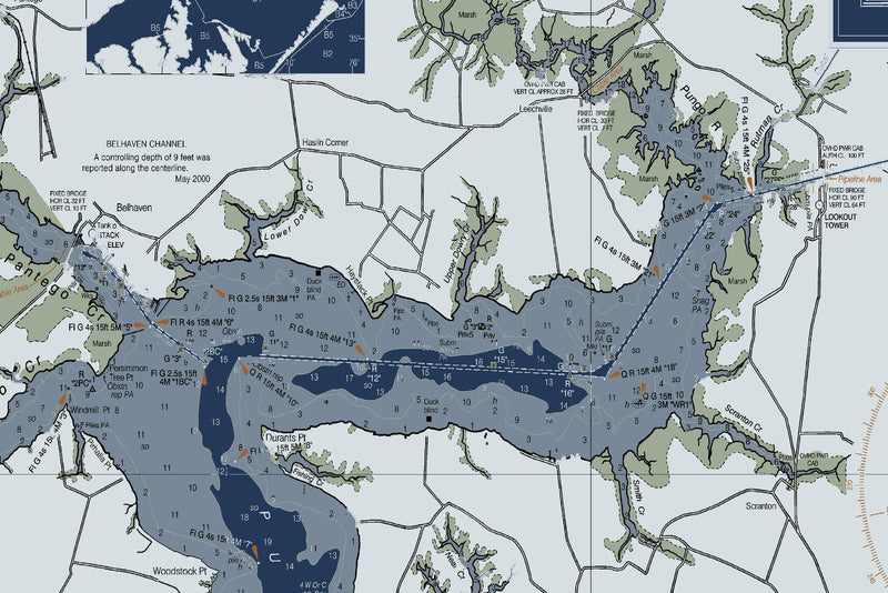 Pamlico Sound Western Part — Modern Edition — print detail 2