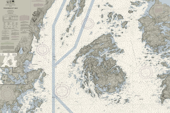 Penobscot Bay Maine Nautical Chart — Traditional palette