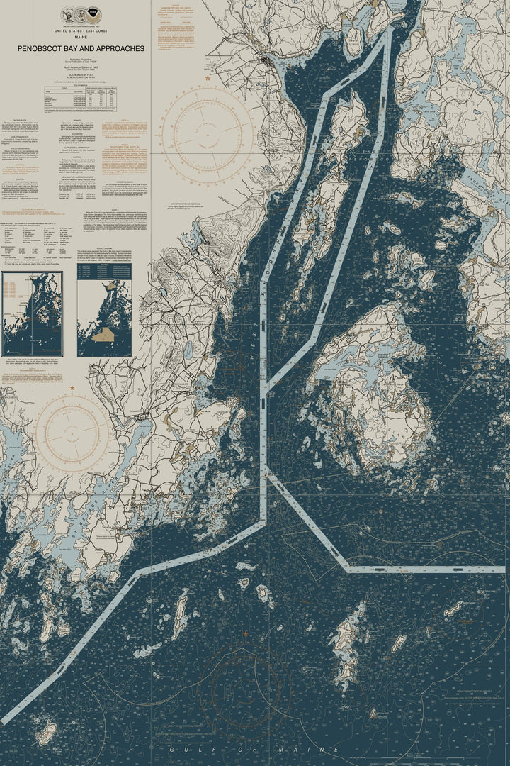 Penobscot Bay and Approaches Maine Nautical Chart — Heritage Edition — Heritage Edition palette
