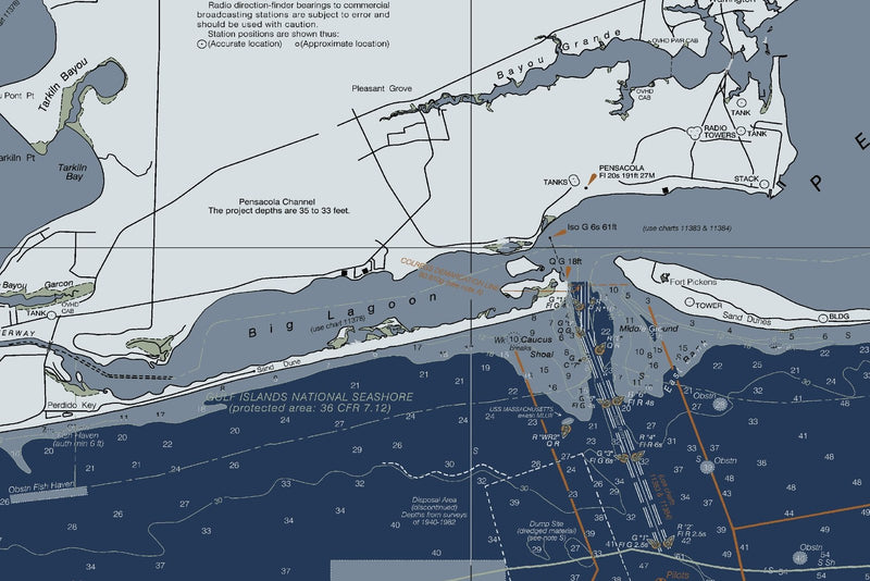 Pensacola Bay & Approaches Nautical Chart — Modern Edition — print detail 1