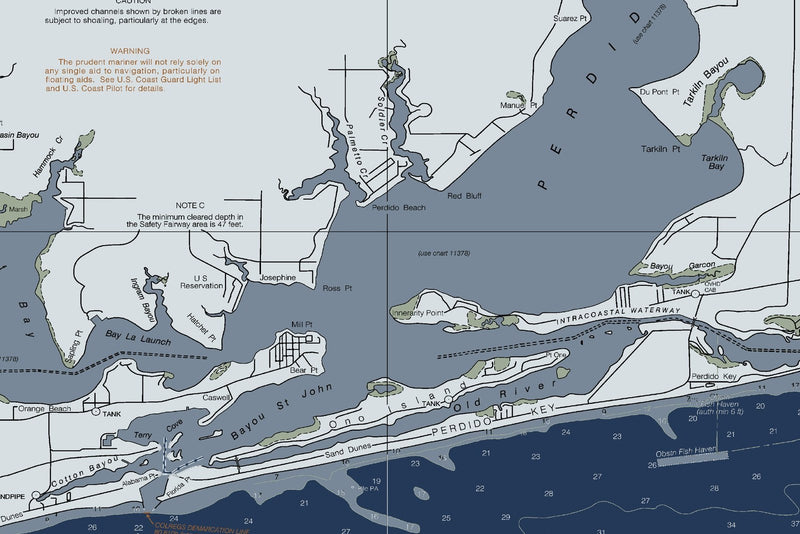 Pensacola Bay & Approaches Nautical Chart — Modern Edition — print detail 2