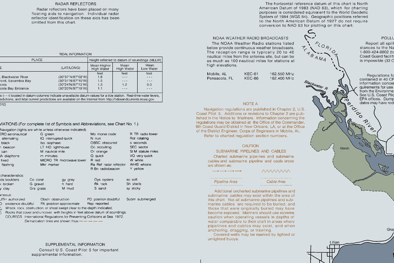 Pensacola Bay & Approaches Nautical Chart — Modern Edition — print detail 3