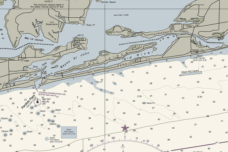 Pensacola Bay & Approaches Nautical Chart — print detail 1