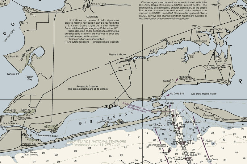 Pensacola Bay & Approaches Nautical Chart — print detail 2
