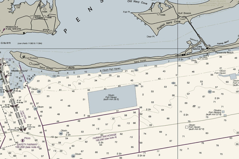 Pensacola Bay & Approaches Nautical Chart — print detail 3
