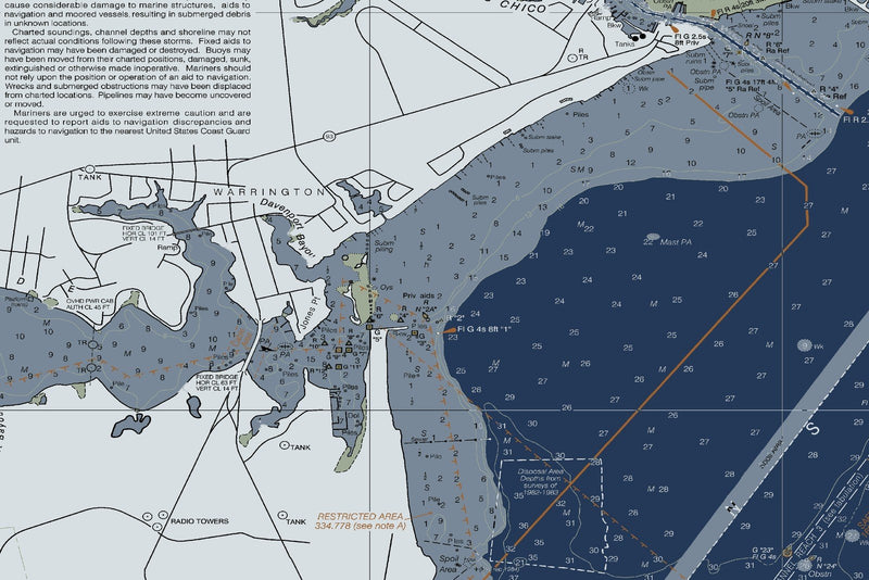 Pensacola Bay Nautical Chart — Modern Edition — print detail 1