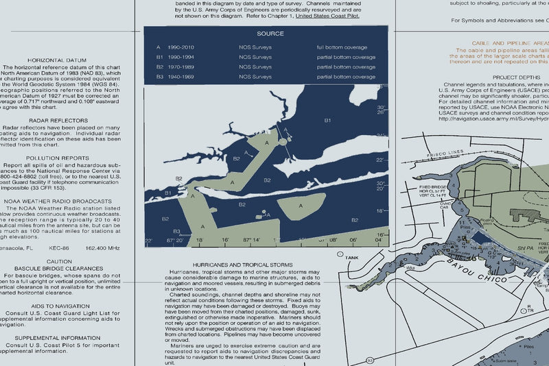 Pensacola Bay Nautical Chart — Modern Edition — print detail 2