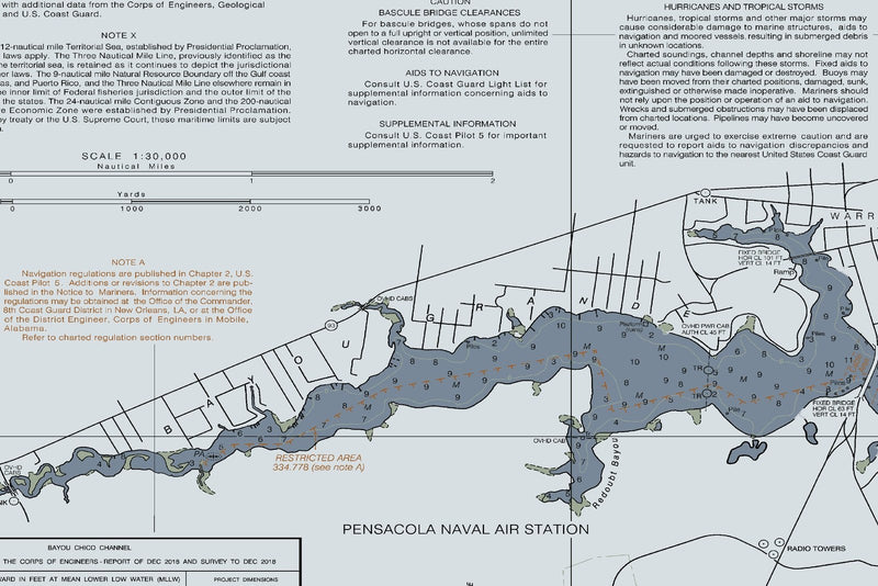 Pensacola Bay Nautical Chart — Modern Edition — print detail 3