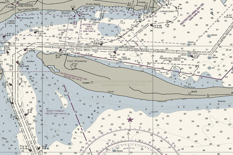 Pensacola Bay Nautical Chart — print detail 3
