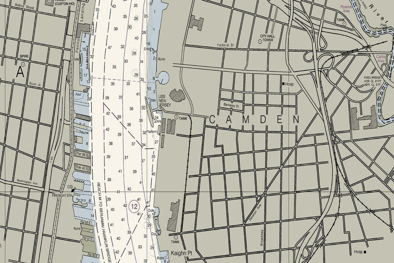 Philadelphia and Camden Waterfronts — print detail 1