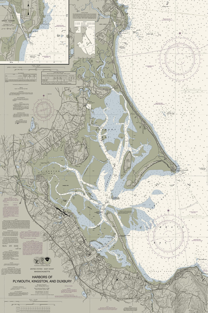 Plymouth, Kingston & Duxbury Nautical Chart — Traditional palette