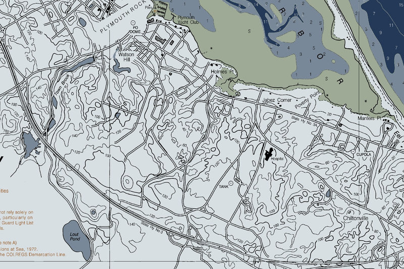 Plymouth, Kingston & Duxbury Nautical Chart — Modern Edition — print detail 2
