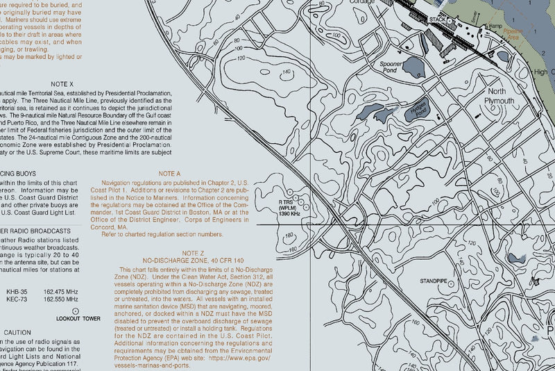 Plymouth, Kingston & Duxbury Nautical Chart — Modern Edition — print detail 3