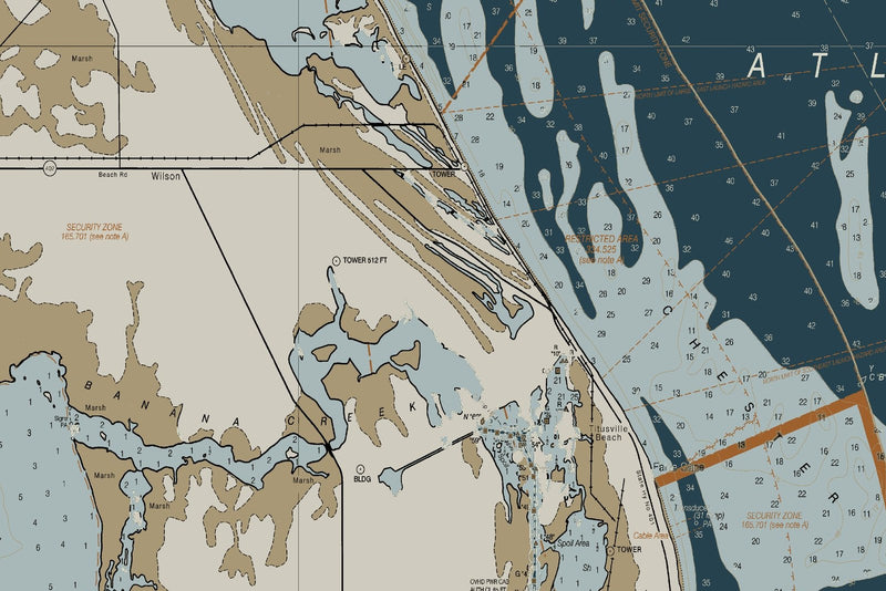 Ponce de Leon Inlet to Cape Canaveral Including Banana River — Heritage Edition — print detail 3
