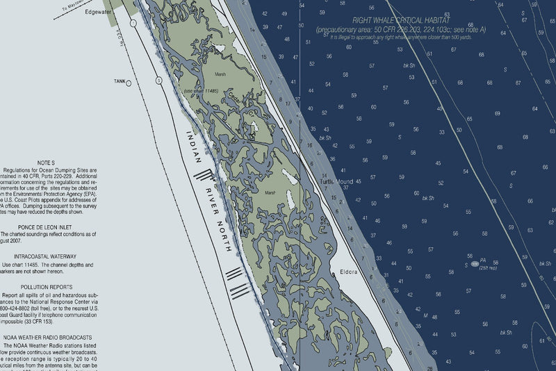 Ponce de Leon Inlet to Cape Canaveral Including Banana River — Modern Edition — print detail 1