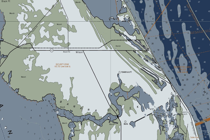 Ponce de Leon Inlet to Cape Canaveral Including Banana River — Modern Edition — print detail 3