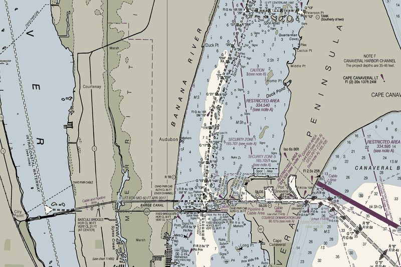 Ponce de Leon Inlet to Cape Canaveral Including Banana River — print detail 2
