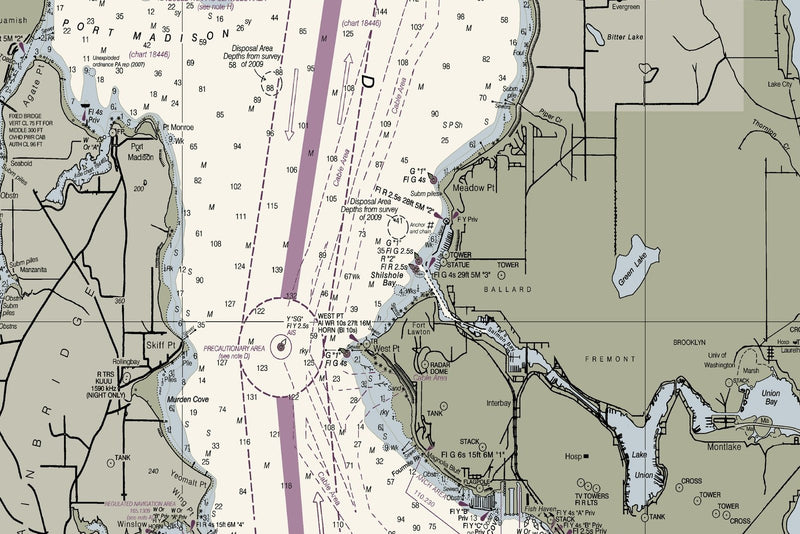 Puget Sound - Northern Part Nautical Chart — print detail 1