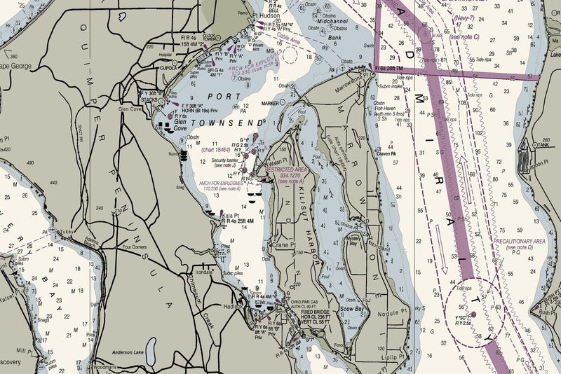 Puget Sound - Northern Part Nautical Chart — print detail 3