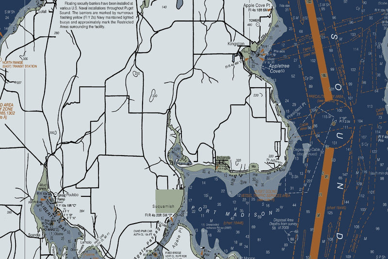 Puget Sound - Northern Part Nautical Chart — Modern Edition — print detail 1