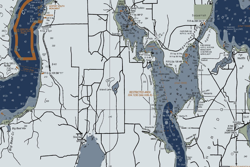 Puget Sound - Northern Part Nautical Chart — Modern Edition — print detail 2