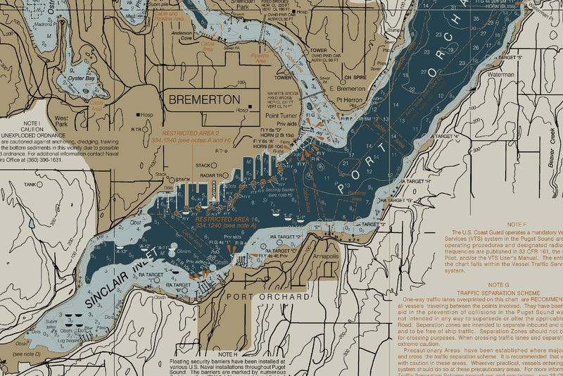 Puget Sound -  Shilshole Bay To Commencement Bay — Heritage Edition — print detail 2
