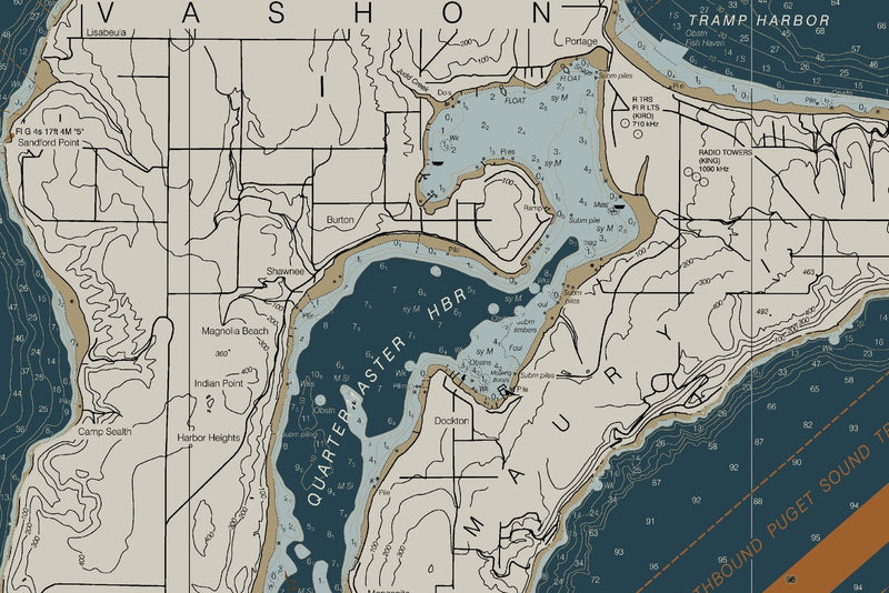 Puget Sound -  Shilshole Bay To Commencement Bay — Heritage Edition — print detail 3
