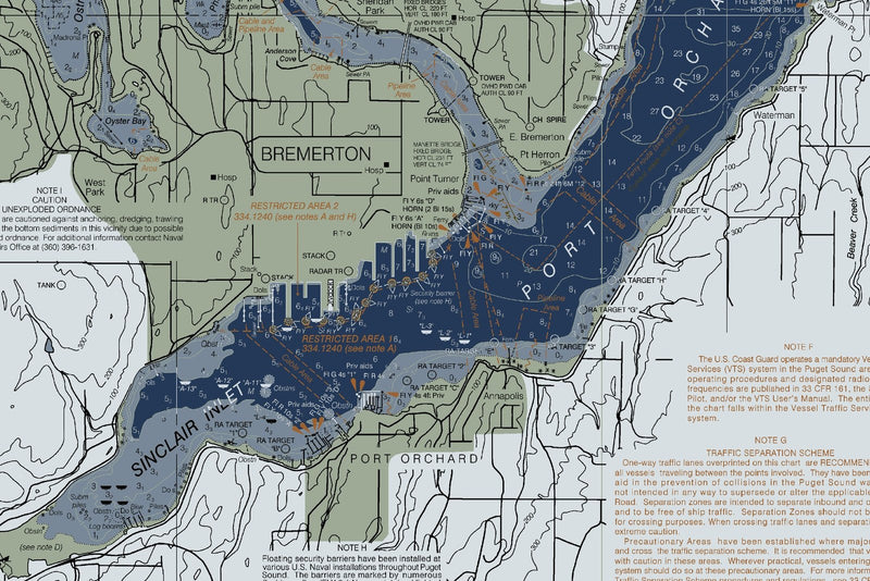 Puget Sound -  Shilshole Bay To Commencement Bay — Modern Edition — print detail 2