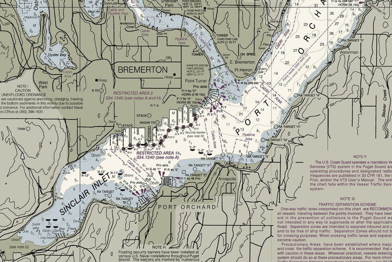 Puget Sound -  Shilshole Bay To Commencement Bay — print detail 2