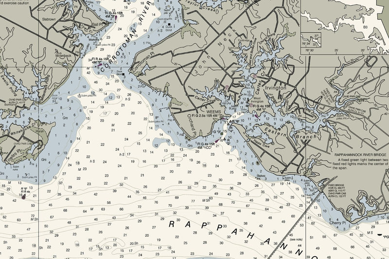 Chesapeake - Rappahannock River Entrance Nautical Chart — print detail 1