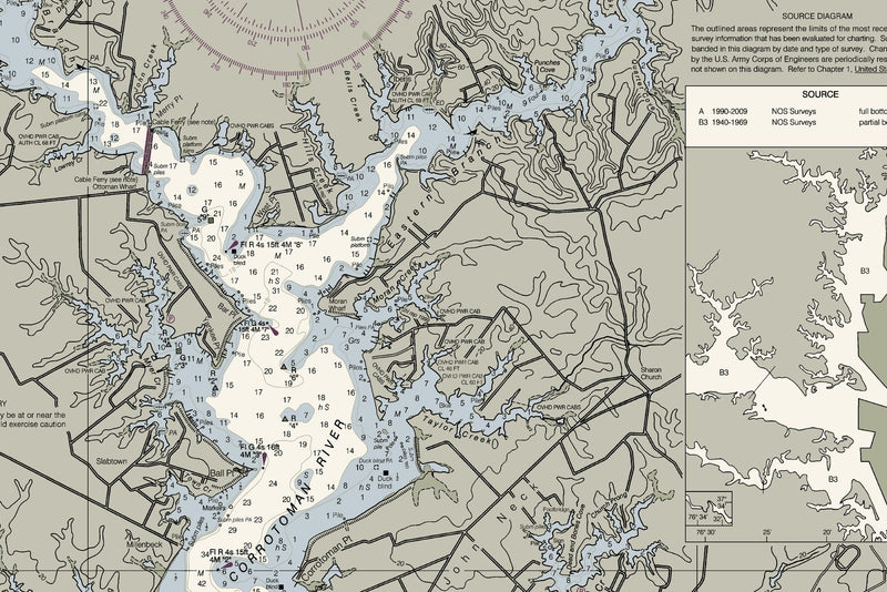 Chesapeake - Rappahannock River Entrance Nautical Chart — print detail 2