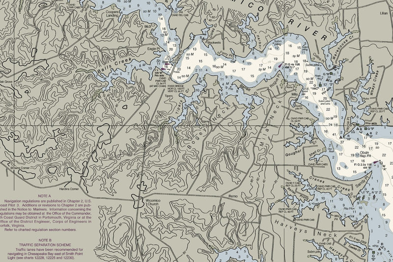 Chesapeake - Rappahannock River Entrance Nautical Chart — print detail 3